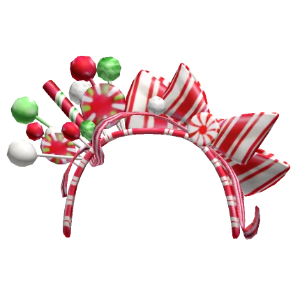 Christmas Candy Cane Decorated Headband (Red)