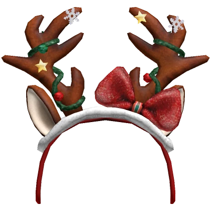 Cute Decorated Christmas Reindeer Antlers (Red)