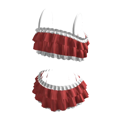 Kawaii Two Piece Ruffle Set Red