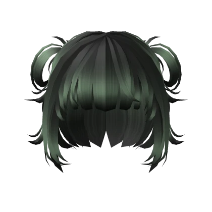 Y2K Half Up Half Down Hair w/ Pigtails (Green)