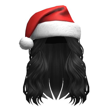 Cozy Long Hair w/ Santa Hat in Black