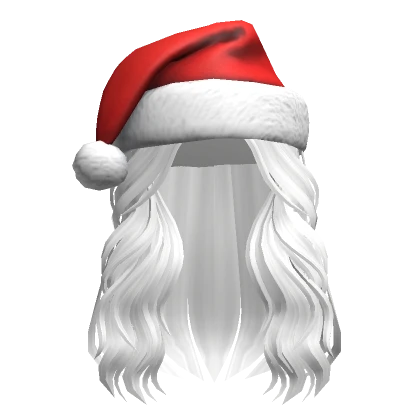 Cozy Long Hair w/ Santa Hat in Silver