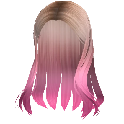 Wavy Hime Cut in Blonde and Pink Ombre