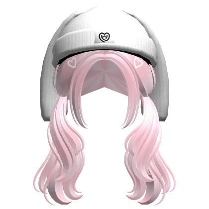 Wavy Pigtails W/ Bunny Beanie (Pink)
