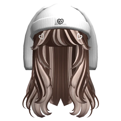 Wavy Hair W/ Bunny Beanie (Brown & Platinum)
