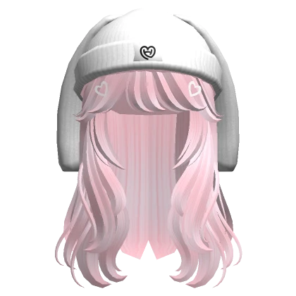 Wavy Hair W/ Bunny Beanie (Pink)