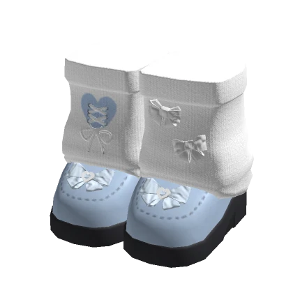 🍀Doll Platform w Bow Leg Warmers - Sky Blue