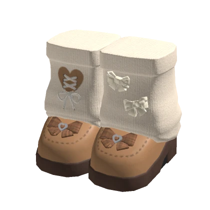 🍀Doll Platform w Bow Leg Warmers - Brown