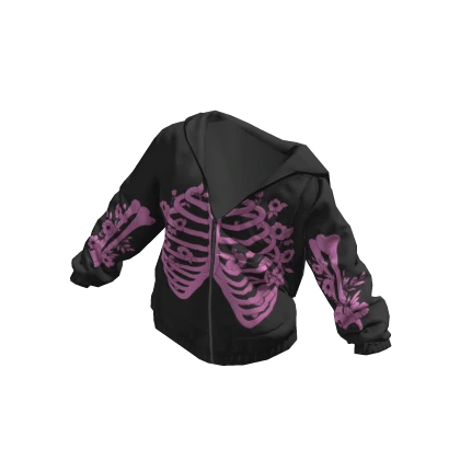 Y2K Pink Skeleton Black Hoodie