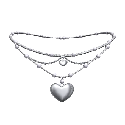  Silver Pearl Heart Necklace