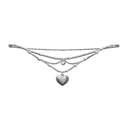  Silver Pearl Heart Necklace 1.0