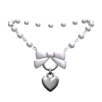 Pearls and Bow Chain Necklace White