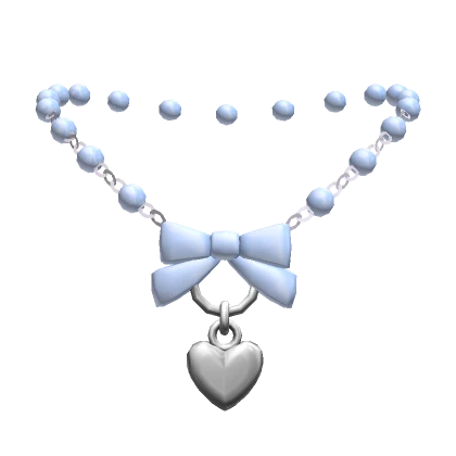 Blue Pearls and Bow Chain Necklace