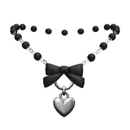 Black Pearls and Bow Chain Necklace