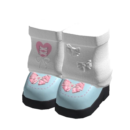 🍀Doll Platform w Bow Leg Warmers - Pink Blue