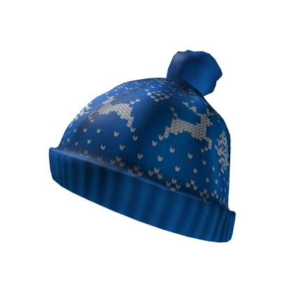 CHRISTMAS PATTERNED REINDEER BEANIE - BLUE