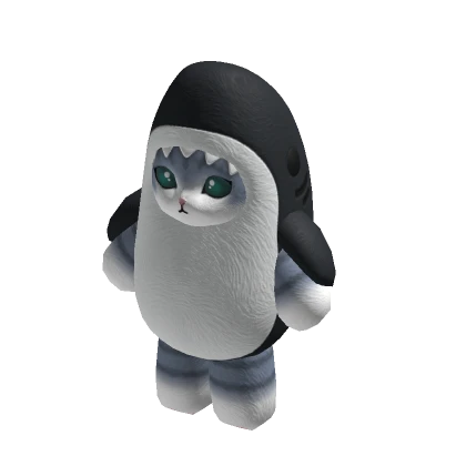 Shark Cat Suit - Gray Plush