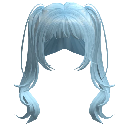 Long Flowy Wavy Pigtails Light Blue