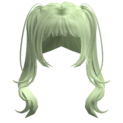 Long Flowy Wavy Pigtails Light Green