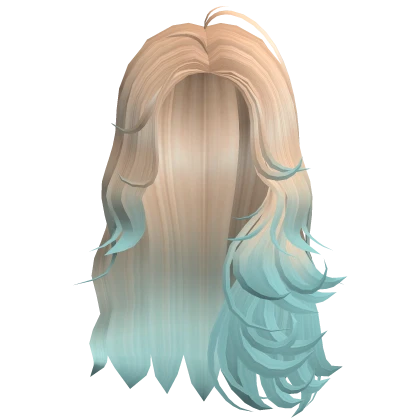 Majestic Long Curled Hair Blonde Blue Ombre