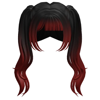 Dreamy Long Wavy Pigtails Red Black Ombre