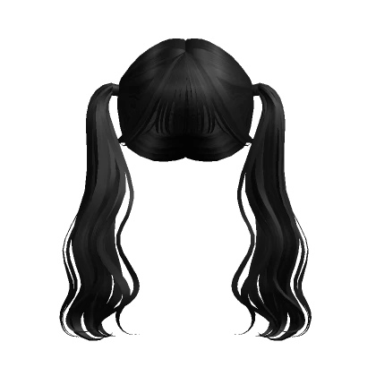 Kpop Baddie Wavy Pigtails w/ Bangs (Black)