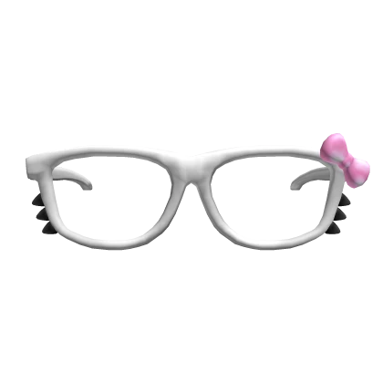 Y2K Kitty Nerd Glasses in White