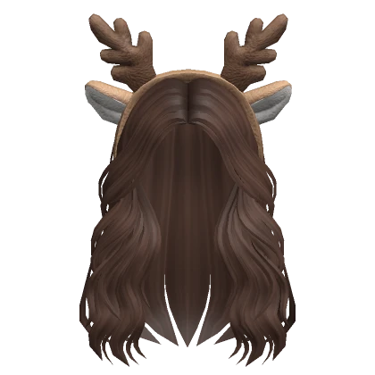 Cozy Long Hair w/ Deer Headband in Brown