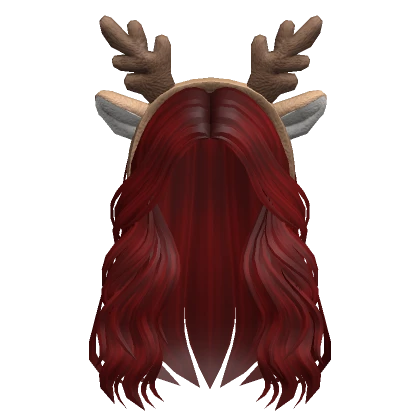 Cozy Long Hair w/ Deer Headband in Red