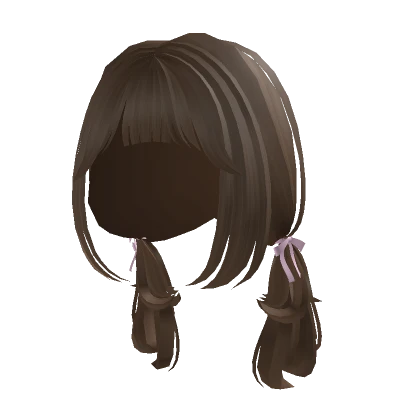 ɞ | dainty brown pigtails with bow