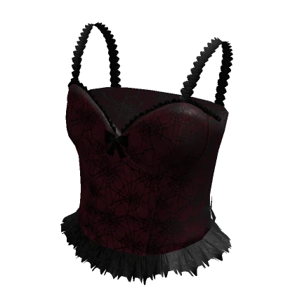 Goth red lace bow corset top