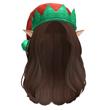 Long Lush Christmas Elf Hat Hair (Brown)