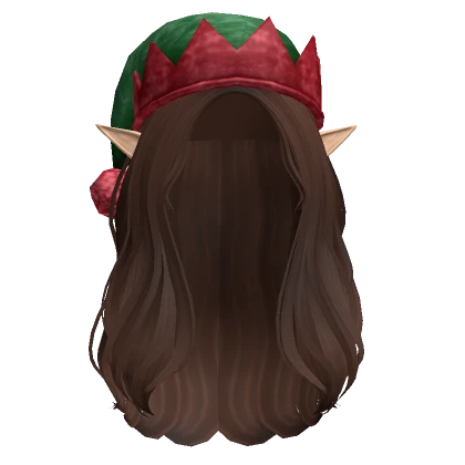 Long Lush Christmas Elf Hat Hair (Brown)