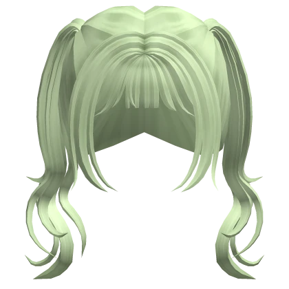 Short Cute Pigtails w/ Bangs Light Green