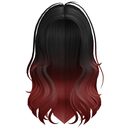 Long Wavy Middle Part Black Red Ombre