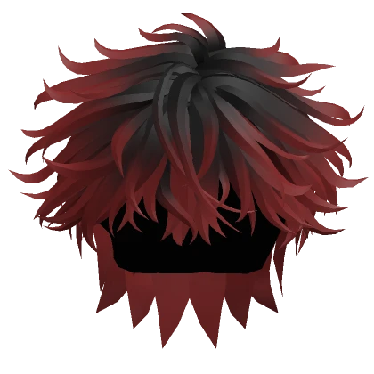 Messy Anime Waves Hair in Red & Black