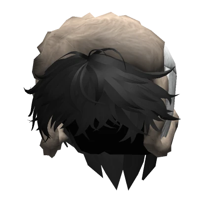 Spiky Fluffy Hair w/ White Ushanka (Black)