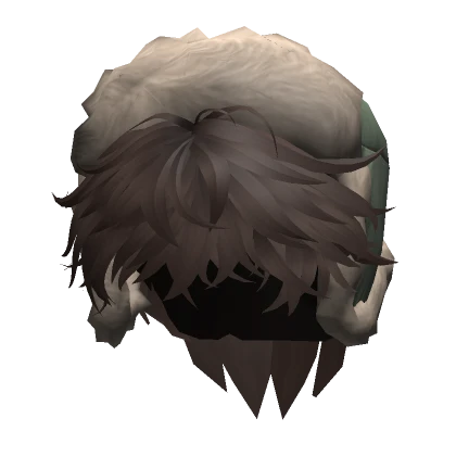 Spiky Fluffy Hair w/ Green Ushanka (Brown)