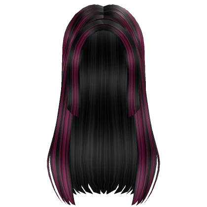 Black and Pink Long Straight Hime Cut Hair