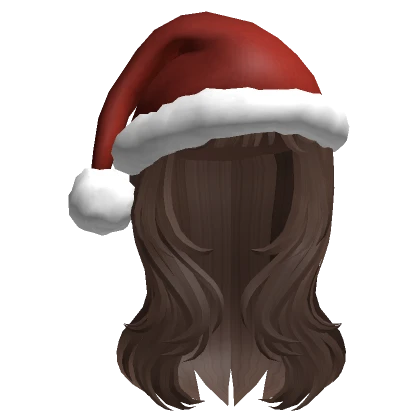 Christmas Wavy Hair with Santa Hat Brown