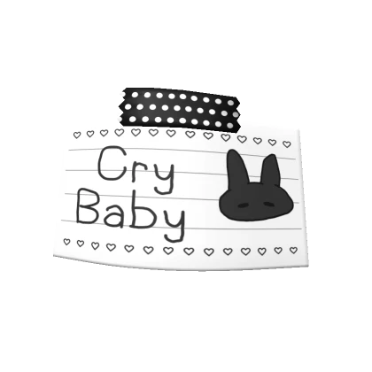 ♡ kawaii black crying baby bunny note ♡