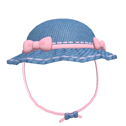 ♡ Cutesy denim ruffled hat with pink bows ♡