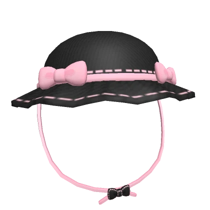 ♡ Cutesy black ruffled hat with pink bows ♡