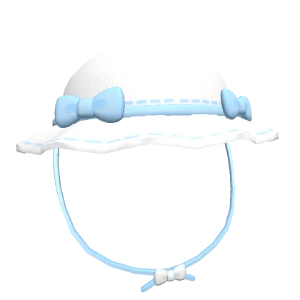 ♡ Cutesy white ruffled hat with blue bows ♡