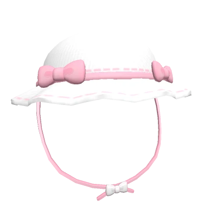 ♡ Cutesy white ruffled hat with pink bows ♡