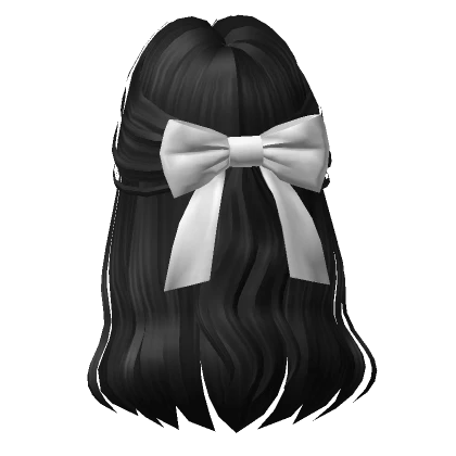 Soft Flowy Half up Hair w/ Bow In Black