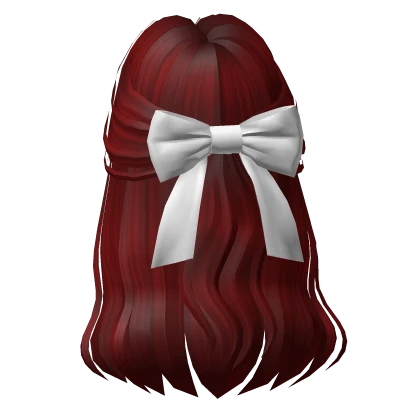 Soft Flowy Half up Hair w/ Bow In Red