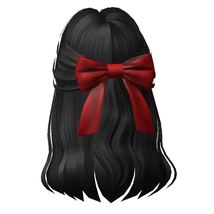 Soft Flowy Half up Hair w/ Bow In Black