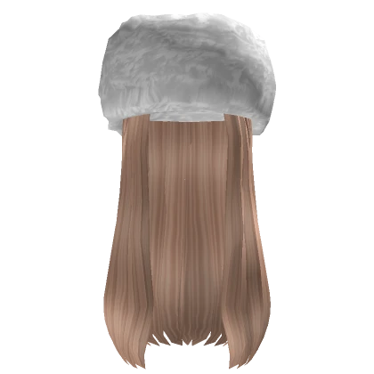 White Winter Hat Blonde Long Straight Hair