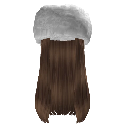 White Winter Hat Brown Long Straight Hair